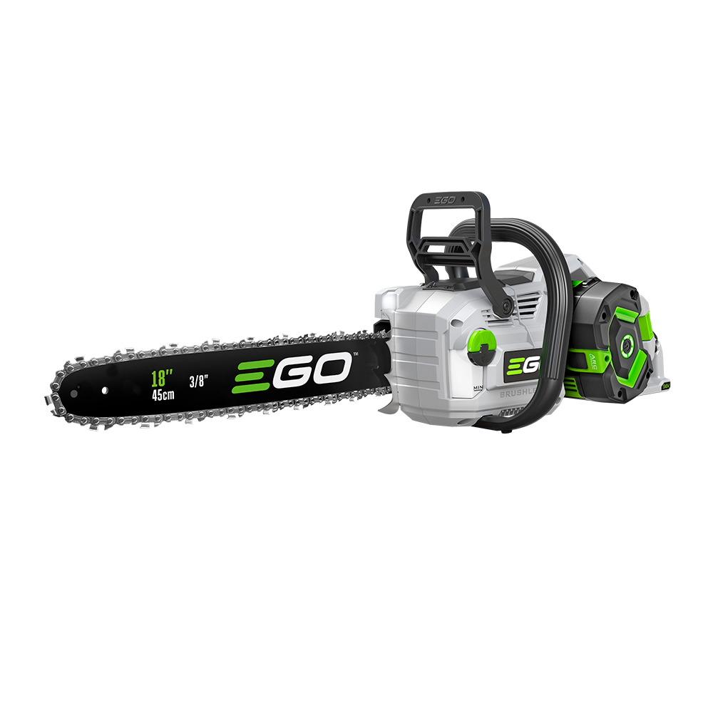 EGO Power+ cordless chain saw with 18-inch guide bar